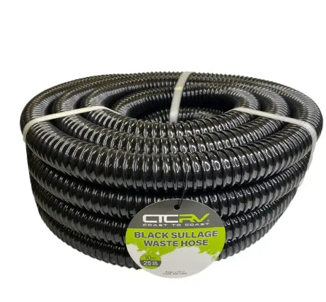 COAST RV Black Sullage Waste Hose - 10m Roll - 25mm I.D.