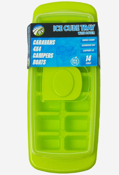 On The Road RV Ice Cube Tray With Cover - Green & Blue