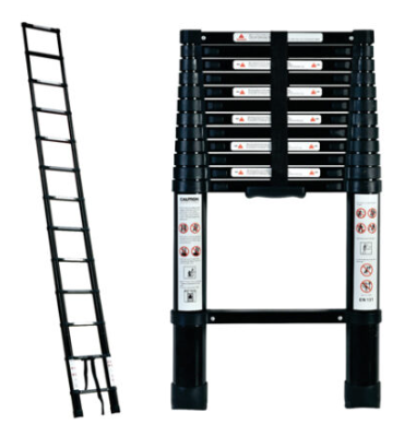 3.8m telescopic ladder with carry bag BLACK