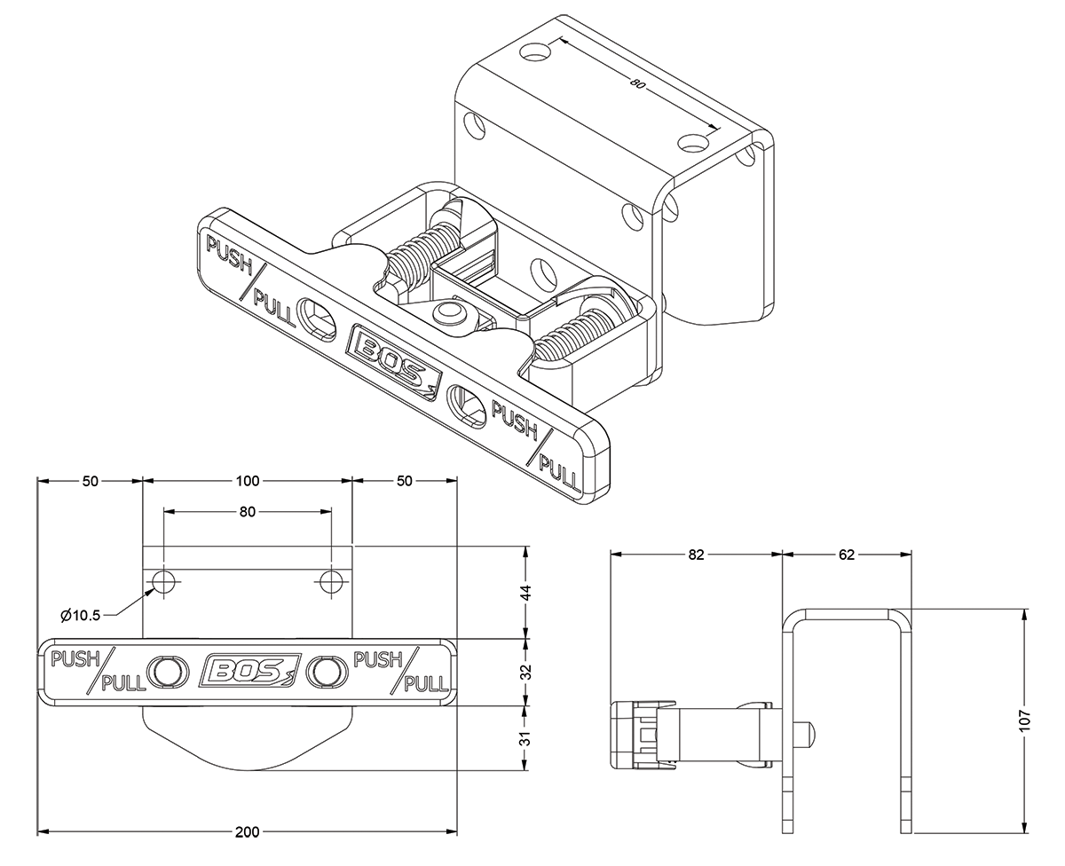 BOS 500mm LEVELLING LEGS (160mm TRAVEL) - SET OF 2 - 440-051