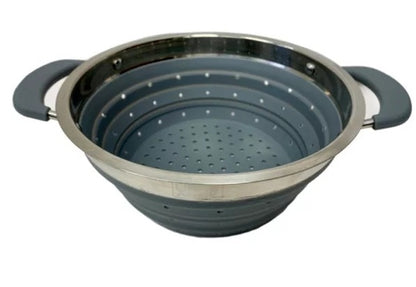 DOUBLE HANDLE COLLAPSIBLE COLANDER – GREY