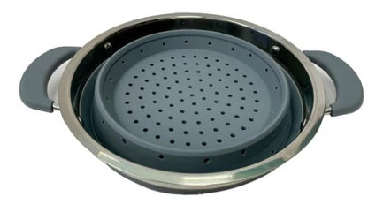 DOUBLE HANDLE COLLAPSIBLE COLANDER – GREY