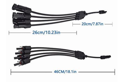 1Pair for MC4 4 Way Y Splitter Cable Plug, IP67 Connectors