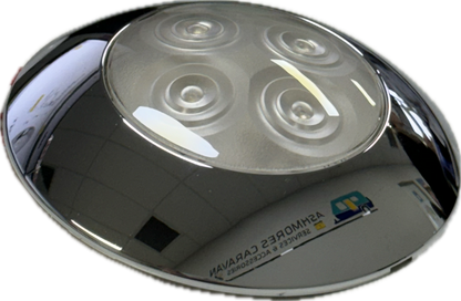 LED Interior Trailer Dome Light w/ Chrome Bezel - 4 Diodes - Round - Clear Lens