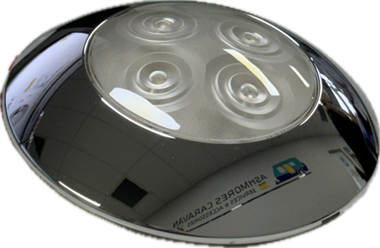 LED Interior Trailer Dome Light w/ Chrome Bezel - 4 Diodes - Round - Clear Lens