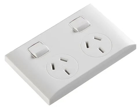 'C' Type Double GPO - White
