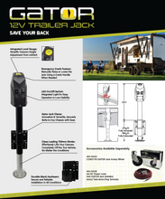 Load image into Gallery viewer, COAST RV GATOR 12V Trailer Jack with Clamp | 1800KG Cap | 355mm Lift

