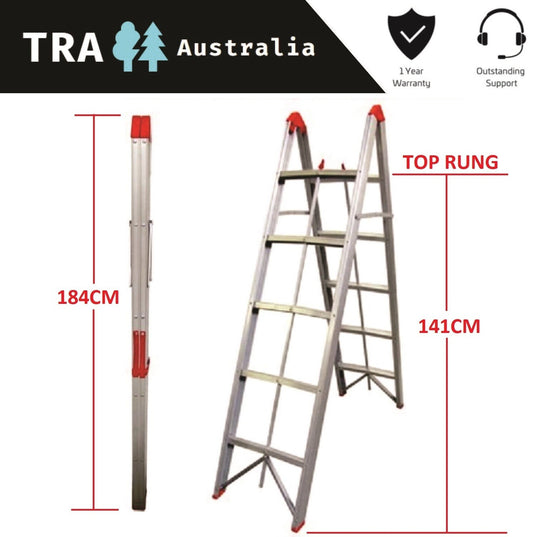 5 step aluminium collapsible box stick ladder