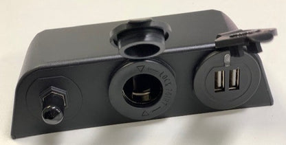 12v socket, USB port & antenna point, surface mount, black