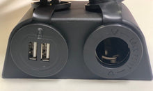 Load image into Gallery viewer, 12v socket &amp; USB port, surface mount, black
