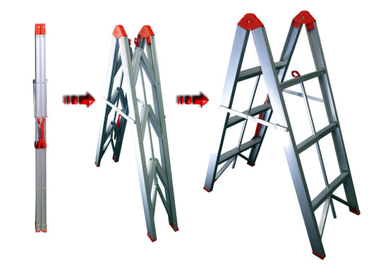 4 step aluminium collapsible box stick ladder