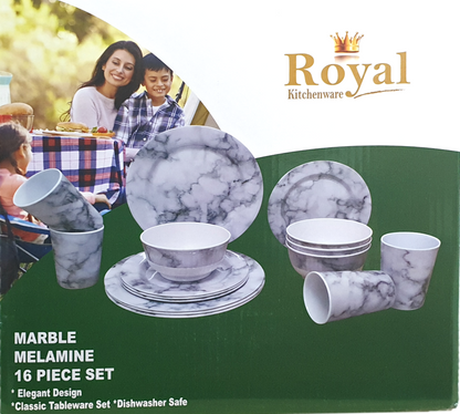 ROYAL 16 PIECE MELAMINE SET - MARBLE