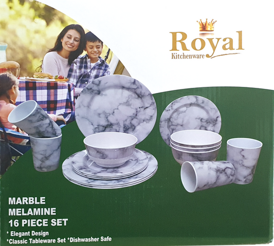 ROYAL 16 PIECE MELAMINE SET - MARBLE