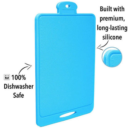 COLLAPSIBLE SPACE SAVING SILICONE CHOPPING CUTTING BOARD BLUE