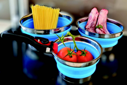 COLLAPSIBLE NON STICK SILICONE POTS SET OF 3