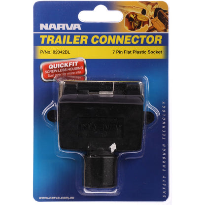 Narva Trailer Socket 7 Pin Flat - Plastic - 82042BL