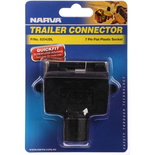 Narva Trailer Socket 7 Pin Flat - Plastic - 82042BL