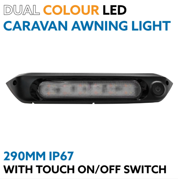 290mm Dual Colour Orange & White Caravan Awning Light with Touch Switch