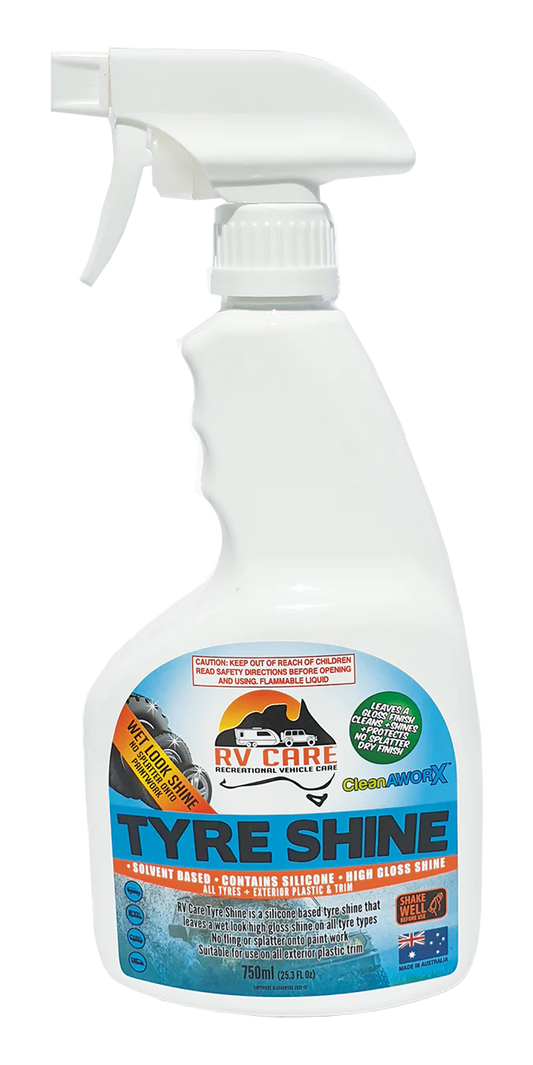 CLEANAWORX RV CARE TYRE SHINE SOLVENT SILICONE BASED LONG LASTING 750ML