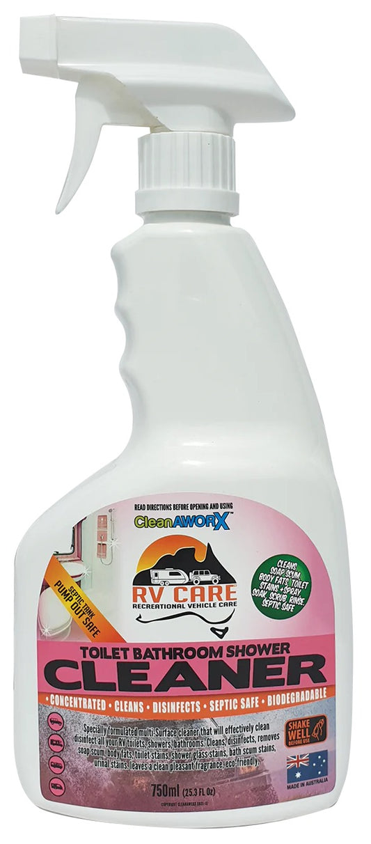 CLEANAWORX RV CARE TOILET SHOWER BATHROOM CLEANER DISINFECTANT 750 ML