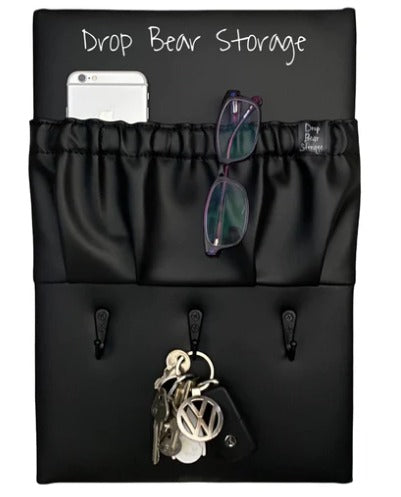 LUXE Triple hook storage pocket in faux leather