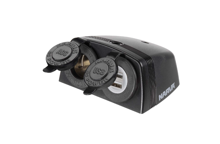 Narva Heavy-Duty Surface Mount Accessory/Dual USB Sockets